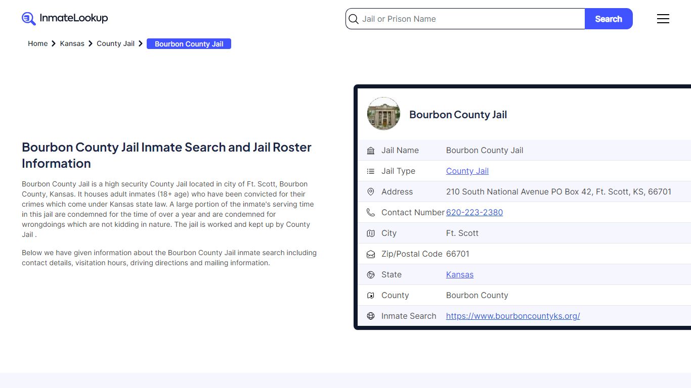 Bourbon County Jail (KS) Inmate Search Kansas - Inmate Lookup